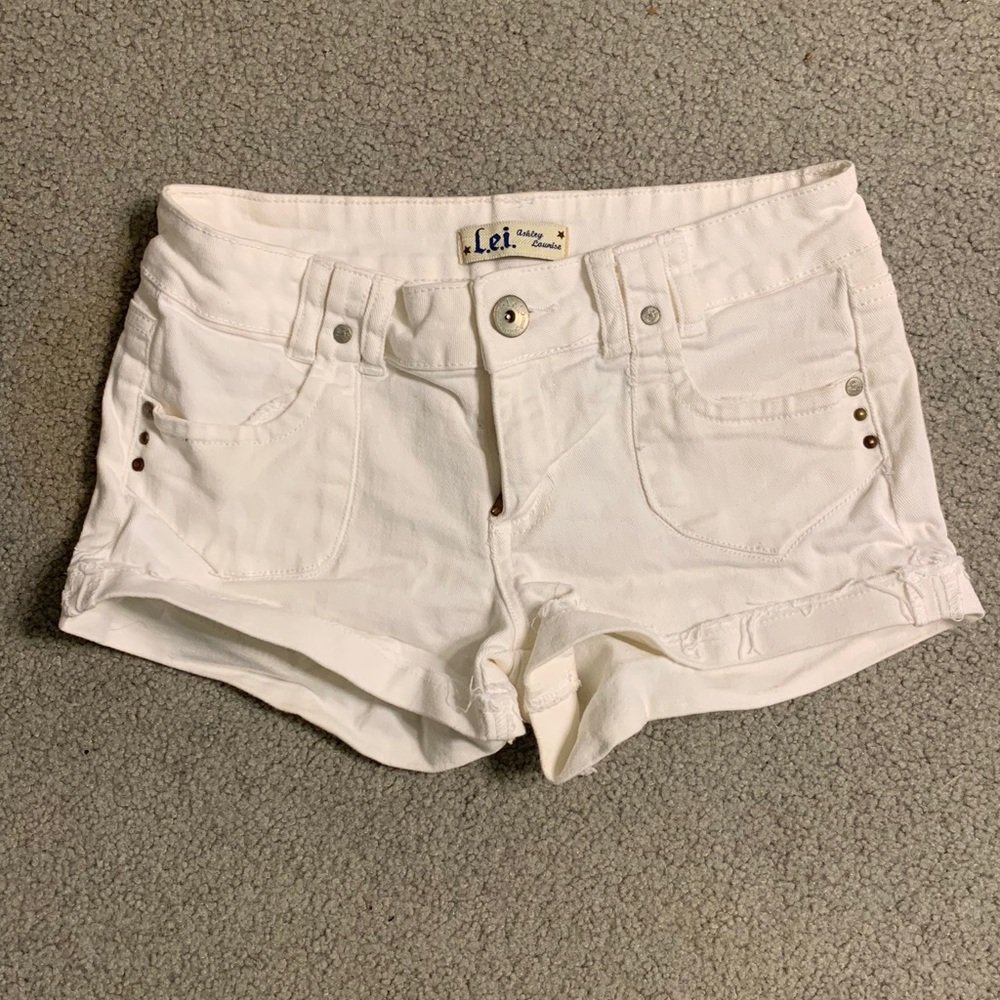 White jean shorts
